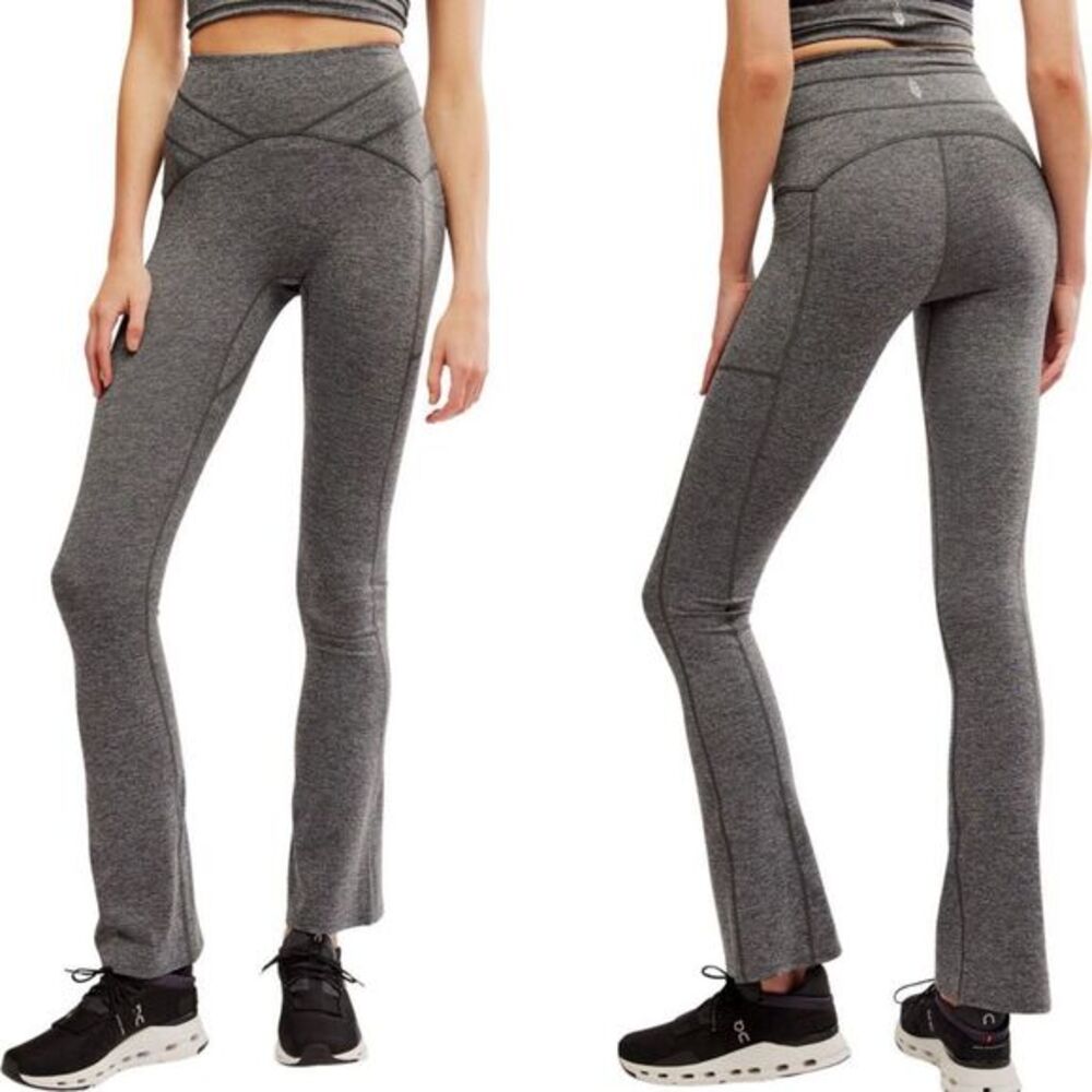 Free People FP Movement Mountain Blazing Pocket Flare Legging in Black Heather S